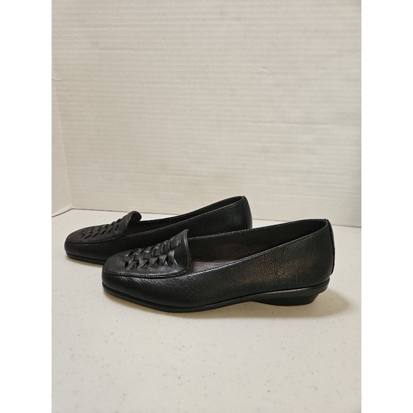 A2 By Aerosoles Shoes Womens 7.5 Stitch N Turns Loafers Black Leather Slip On - Picture 5 of 6